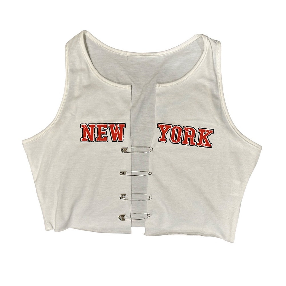 NEW YORK Cut Out Tank Crop Top